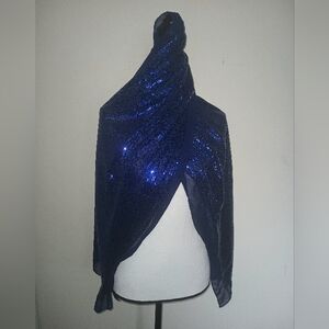 BOGO Charming Charlie RSVP Oversized Sequin & Chiffon Sparkling Blue Wrap Scarf